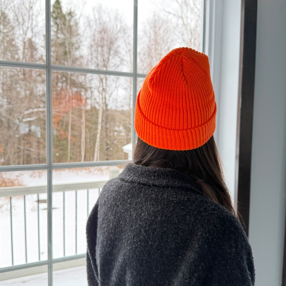 Bright Orange Knit Tuque  BEANIIEZ - Picture 2 of 9